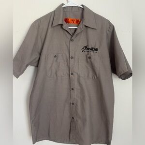 Indian Motorcycle Pensacola Beach Size Medium Men’s Gray Button Up Biker Shirt